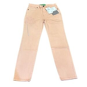 Sandrine Rose Petal Pink Jeans Embroidered Palm Tree Detail Size‎ 26 New